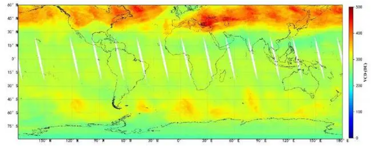 高光譜綜合觀測衛(wèi)星全球臭氧柱濃度監(jiān)測圖